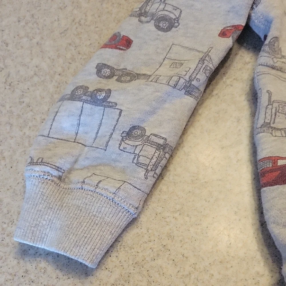 Carter's Toddler Gray Zip Up Hoodie with Vehicle Print Size 3T